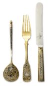 Besteck, 3tlg. Moskau, 1846, Beschaumeister Andrej Antonowitsch Kowalskij (1827 - 1856), nicht id...