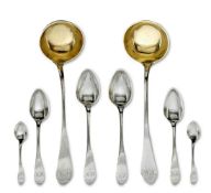 59 Besteckteile. Augsburg, 1820 - 1821, Johann Georg Kröner (Meister 1818 - 1869) | Silber, tlw....