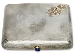 Zigarettenetui. Silber, innen vergoldet (geprüft), Schließe 14 K RG (geprüft).