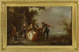 Lancret, Nicolas (Attribution): Elegant Society with Musicians Outdoors