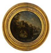 Tondo with architectural capriccio, 18th-century Roman school