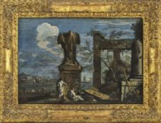 Ricci, Marco (attributed): Ruins capriccio with monks