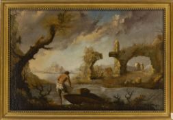 Guardi, Francesco - Cercle of: River Landscape with Ruins