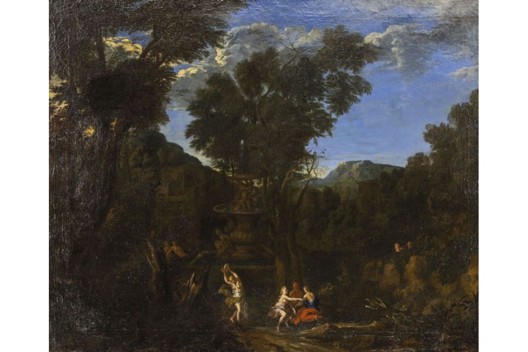 Huysmans, Cornelis (Attrib.): Arkadische Landschaft mit Architektur und Figuren - Bild 2 aus 4