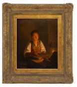 Müller, Carl Friedrich Moritz: A zither player performing by candlelight
