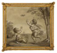Two Amoretti with a Birdcage, France, Late 18th Century