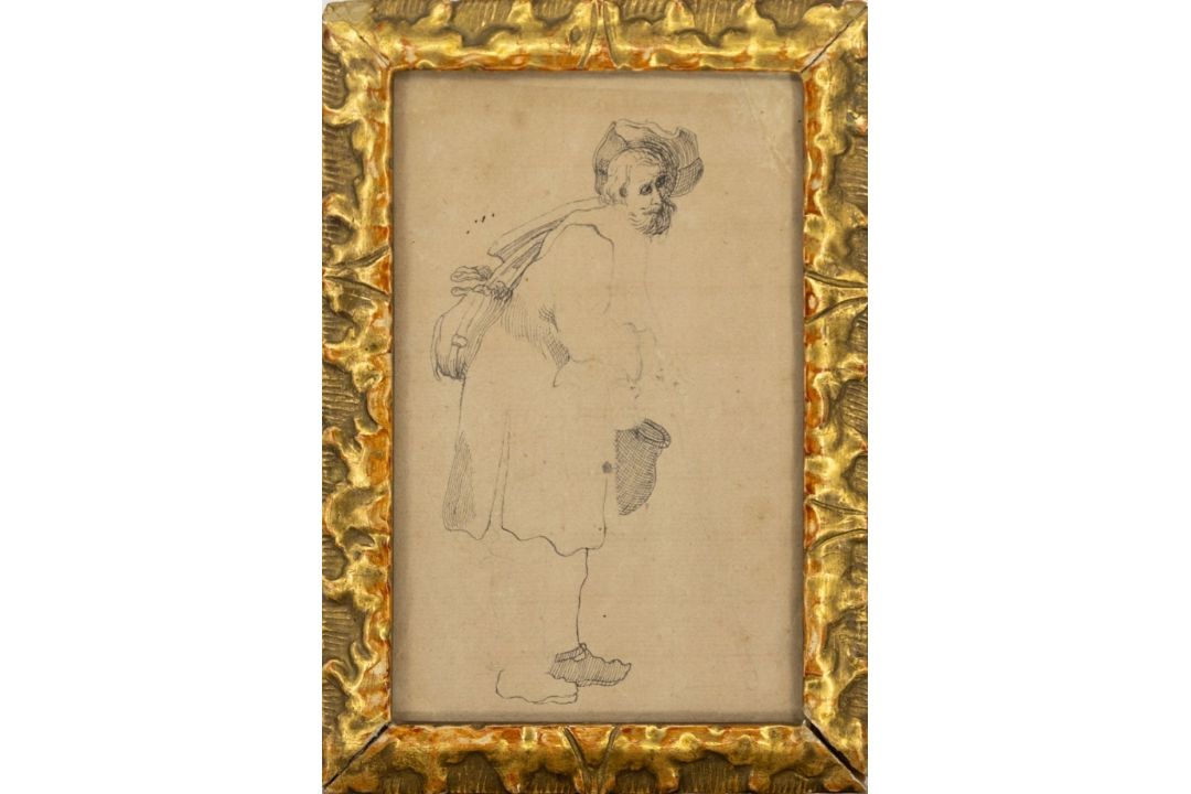 Studie eines alten Mannes mit Korb und Tasche, Niederlande, 17. Jh.