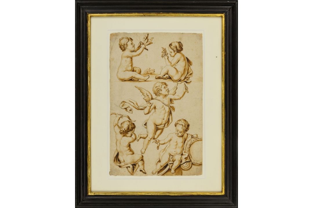 Schönfeld, Johann Heinrich (Attrib.): Figurenstudie mit Putten