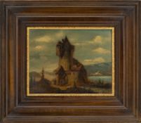 Rhine landscape with tower, Germany, mid-19th century
