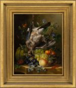 Koning, Elisabeth Johanna: Still Life with Fruit and a Dead Jay