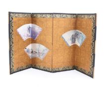 Pair of tabletop screens with fan motifs, Japan, 20th century