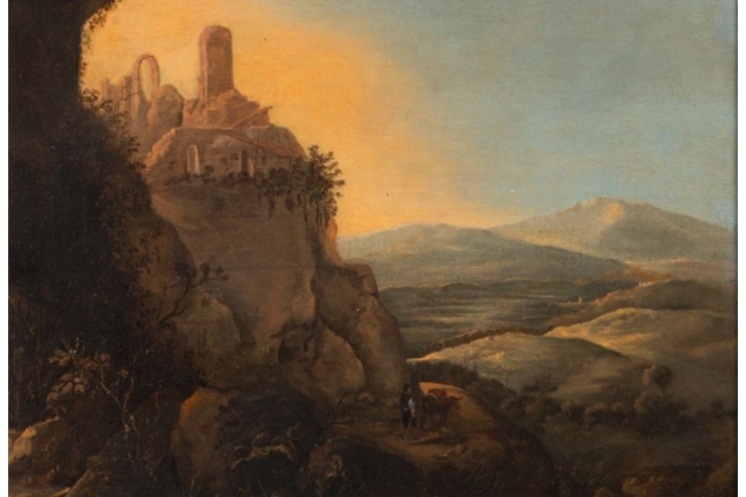 Südliche Landschaft mit Eseltreiber, Bamboccist, 2. H. 17. Jh. - Bild 3 aus 3