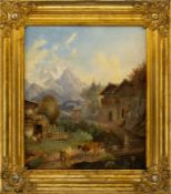 Wagenbauer, Max Josef (attributed): Village path in the Bavarian mountains