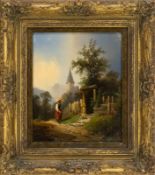 Triebel, Carl: Young Woman at a Garden Gate