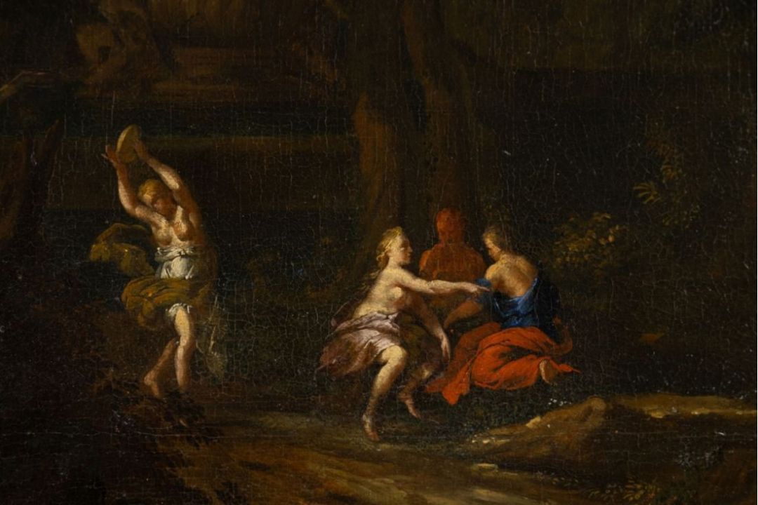 Huysmans, Cornelis (Attrib.): Arkadische Landschaft mit Architektur und Figuren - Bild 3 aus 4