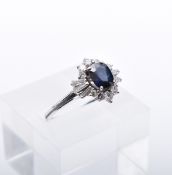 Saphir-Diamant-Weißgoldring, 20. Jh.