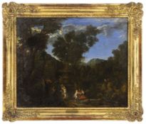 Huysmans, Cornelis (attribution): Arcadian landscape with architecture and figures