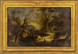 Beich, Joachim Franz (attributed): Forest landscape with farmers on a dirt road