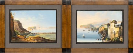 Two views of the Gulf of Naples, 19th-century Italian veduta painter