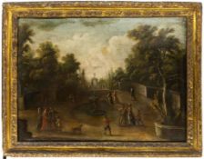 Distinguished company in the castle park, South German master of the 18th century