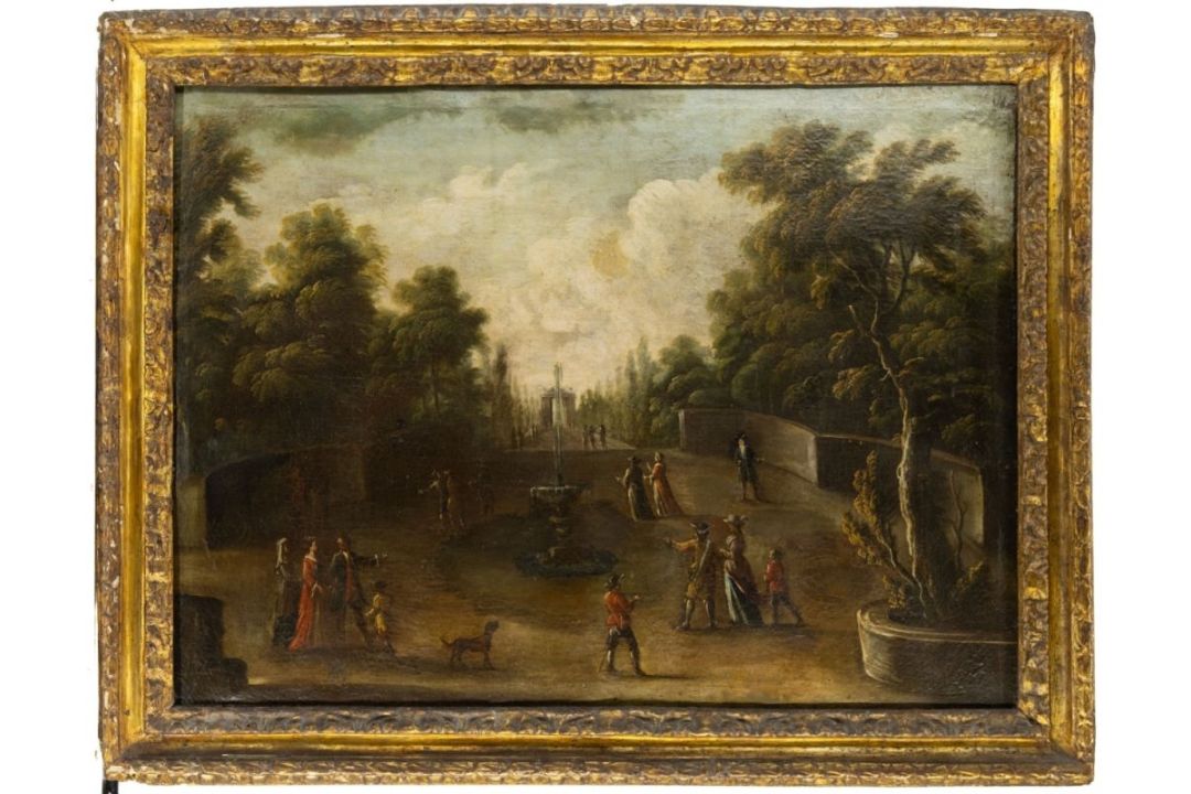 Vornehme Gesellschaft im Schlosspark, Süddeutscher Meister des 18. Jh.