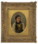Defregger, Franz von: Oval portrait of a young Tyrolean woman