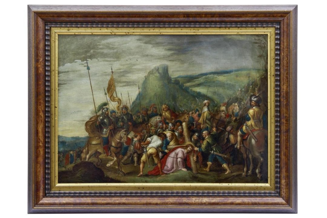 Francken, Frans II. (Attrib.) od. Cornelis de Baiilleur: Christus fällt unter dem Kreuz - Bild 2 aus 4