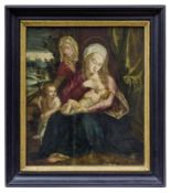 Mary and Elizabeth with Jesus and John, German late Mannerist of the 17th century.