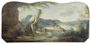 Supraport with waterfowl on a lake shore, Southern Germany, 18th cent.