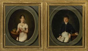 Mattenheimer, Andreas Theodor: A pair of portrait pendants of a married couple