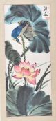 Hanging scroll with lotus and kingfisher, China, 20th century