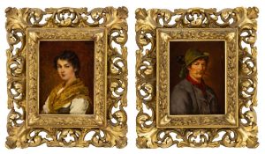 Rössler, Georg: A pair of portrait pendants depicting a Bavarian couple