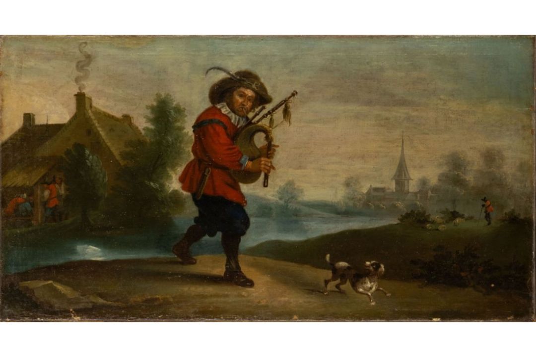 Teniers, David - Umkreis: Dudelsackspieler mit Hund