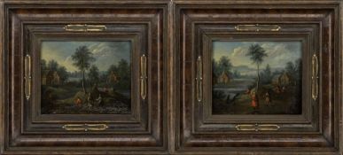 Two small landscape paintings, Flemish school of the 18th century.