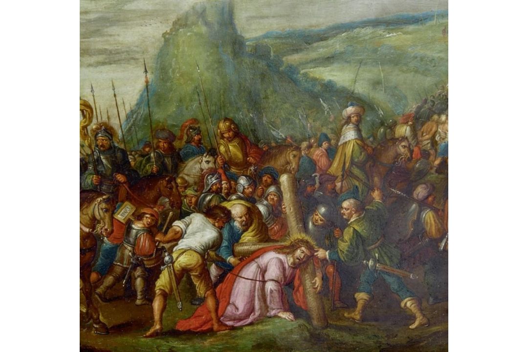 Francken, Frans II. (Attrib.) od. Cornelis de Baiilleur: Christus fällt unter dem Kreuz - Bild 3 aus 4