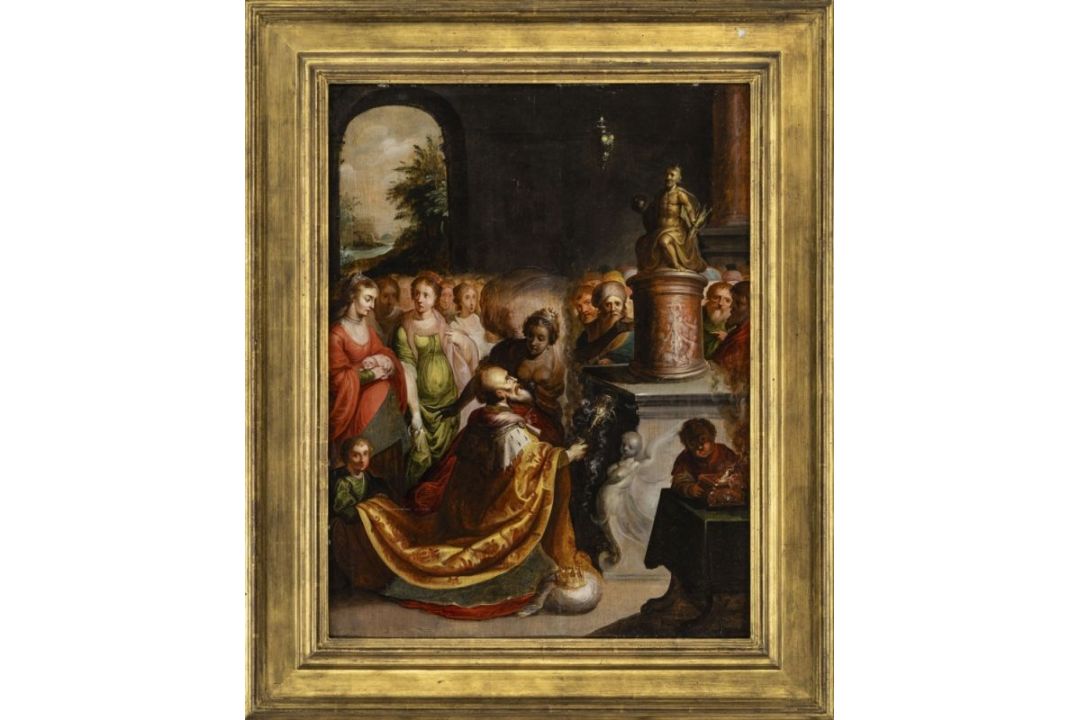 Die Götzenanbetung von König Salomo, Flämischer Meister des fr. 17. Jh.