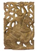 Panel with a mounted guardian, Likely Thailand, 19th/20th century