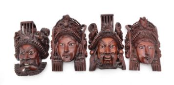 Four wall masks of Daoist deities, China, 20th century