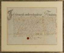 Deed of fief for Johann Nikolaus Leutheuser of Oeslau, Birkenfeld, 1811