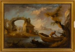 Guardi, Francesco - Circle of: River Landscape with Ruins