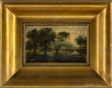 Small forest landscape with pond, Around 1800