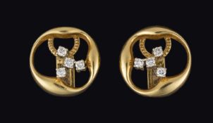 Pair of modern ear clips, Circa 1960