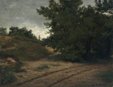 Wilhelm Amberg "Weg mit Buchen" (Dünenlandschaft bei Misdroy). Wohl um 1870/1880.