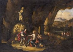 Abraham van Cuylenborch, Meleager und Atalante in einer Felsengrotte. Mitte 17. Jh.