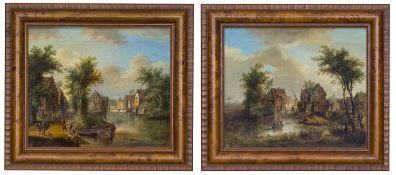 Jan Brueghel d.Ä., Paar holländische Stadtansichten mit Grachten. Ca. 1630– 1650.