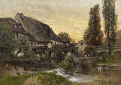 Karl Buchholz, Weimar – Blick über das Ilmwehr zur Burgmühle. Frühe 1870er Jahre.