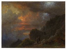 Carl Robert Kummer "Salzkammergut mit abendlichem Gewitter". 1881.