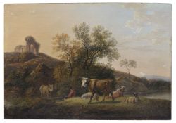 Johann Christian Klengel "Hirte mit Weidevieh an der Furt". Um 1800.