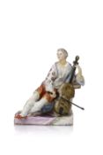 Sehr seltene Figur "Cellospieler". Joseph Nees für Ludwigsburg. Entwurf 1764/1767.