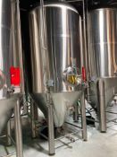 B Cast 30 bbl insulated glycol jacket 304SS fermentation tank, model BC-BFT 30BBBL, 14.9 jacket pres